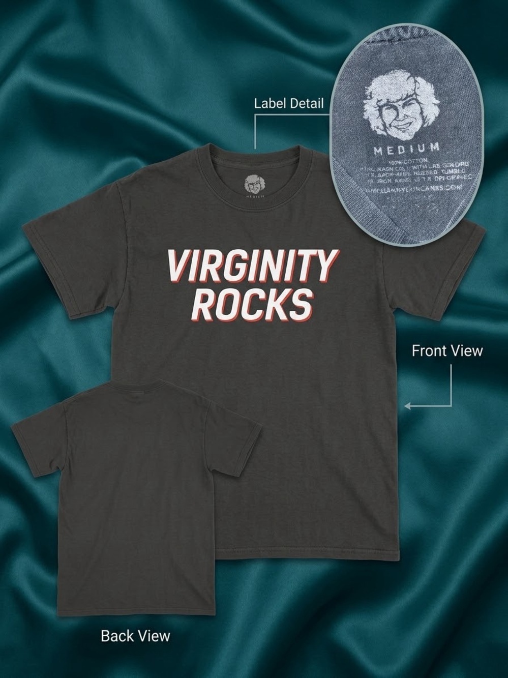 "Virginity Rocks" Graphic T-Shirt - Charcoal